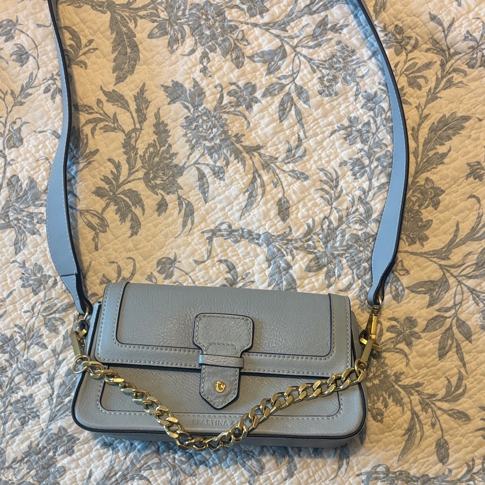 Spartina 449 Light Blue Crossbody Bag with Gold Chain